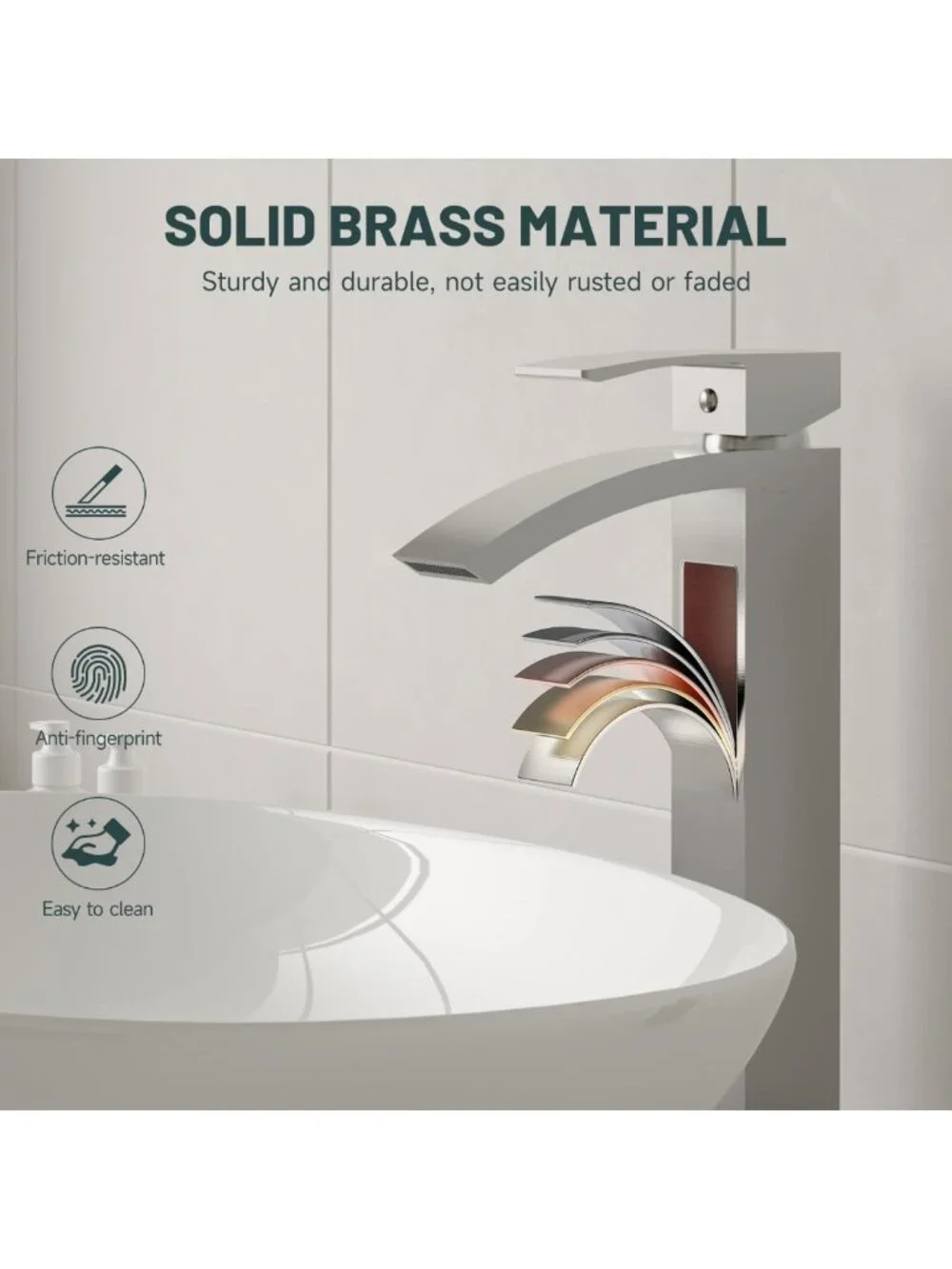 Stylish Brushed Nickel Waterfall Vessel Sink Faucet for Modern Bathrooms
